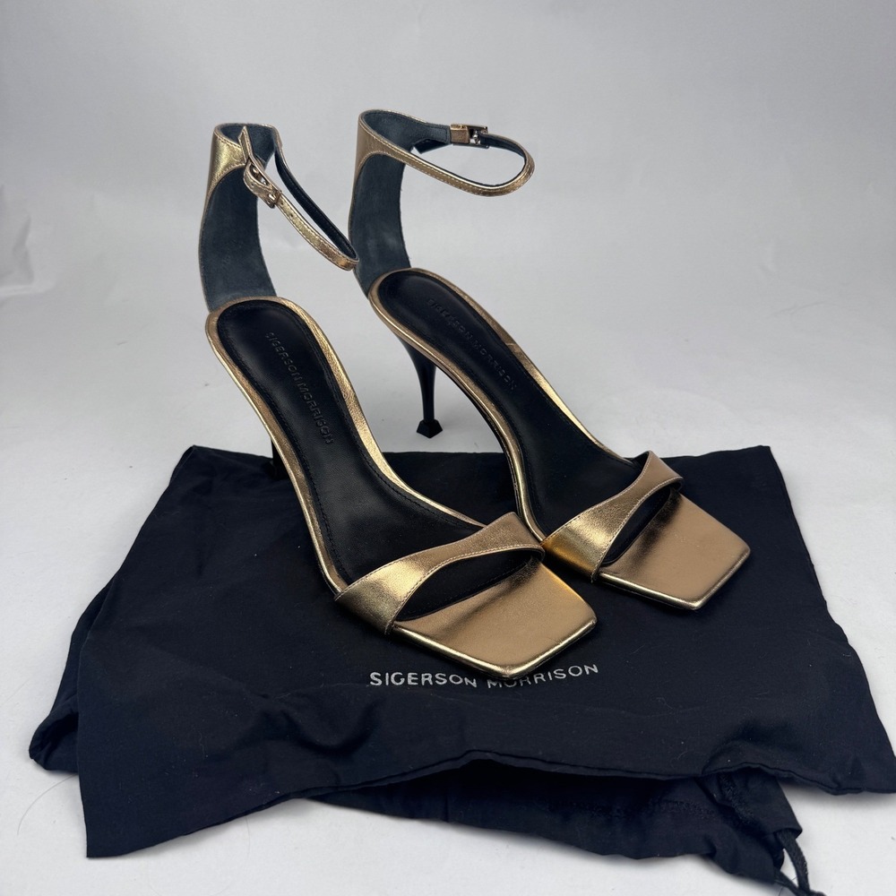 NEW Sigerson Morrison Women's 39.5 US 9.5 Gold 4" Heel with Dust Bag NO BOX